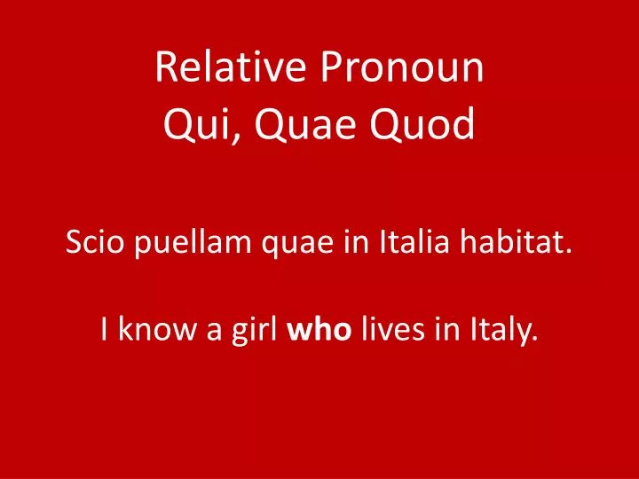 relative pronoun qui quae quod