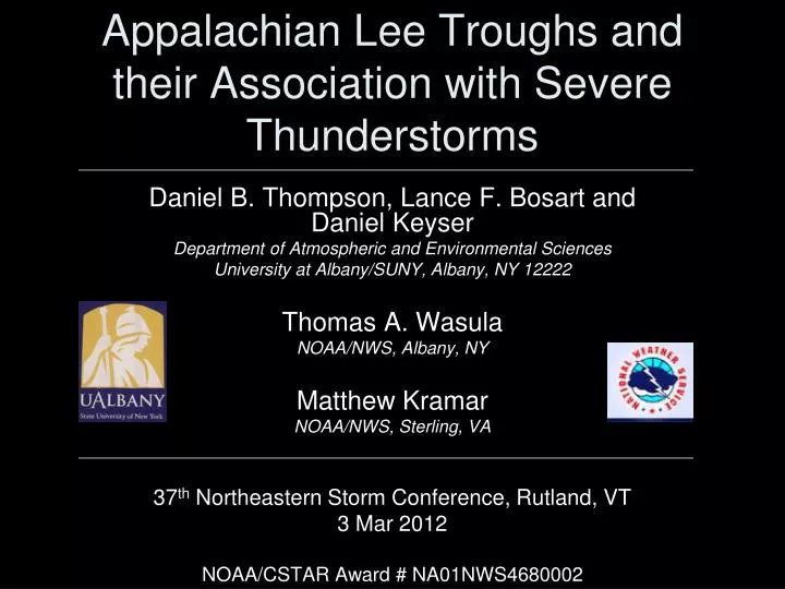 appalachian lee troughs and their association with severe thunderstorms