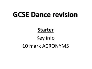 GCSE Dance revision