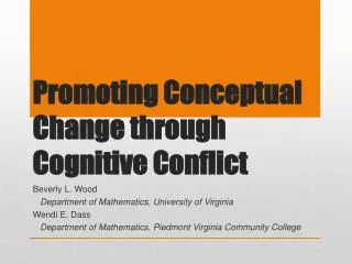 Promoting Conceptual Change through Cognitive Conflict
