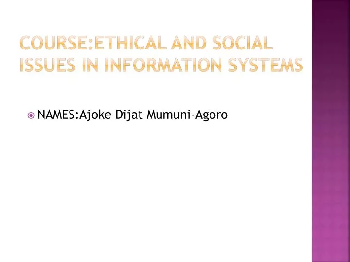 course ethical and social issues in information systems