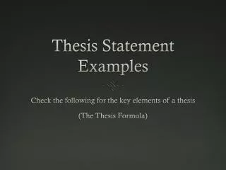 Thesis Statement Examples