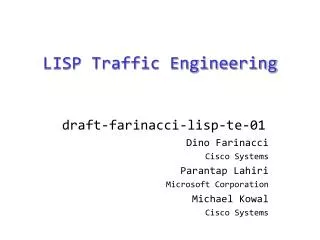 LISP Traffic Engineering
