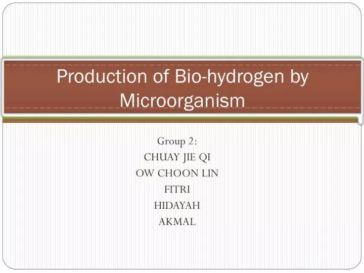 production of bio hydrogen by microorganism