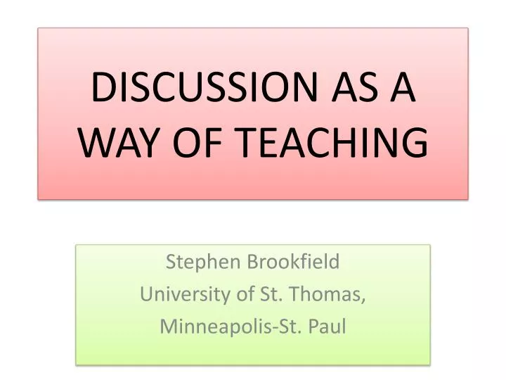 discussion as a way of teaching