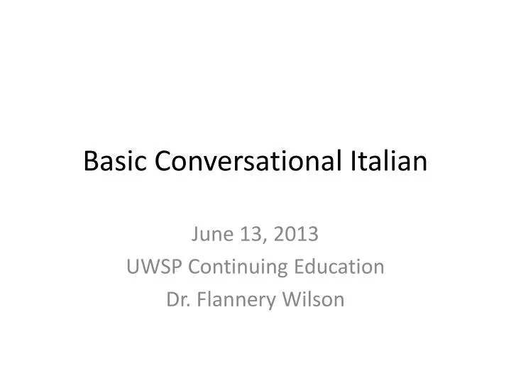 basic conversational italian
