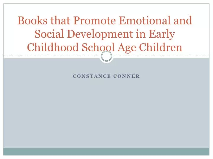 books that promote emotional and social development in early childhood school age children