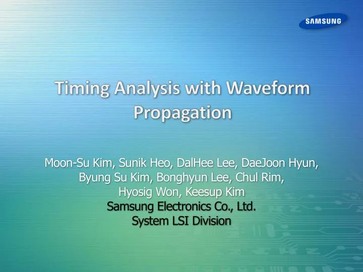timing analysis with waveform propagation