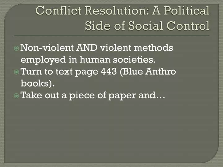 conflict resolution a political side of social control