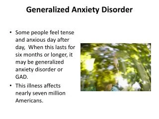 Generalized Anxiety Disorder