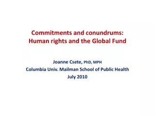 Commitments and conundrums: Human rights and the Global Fund