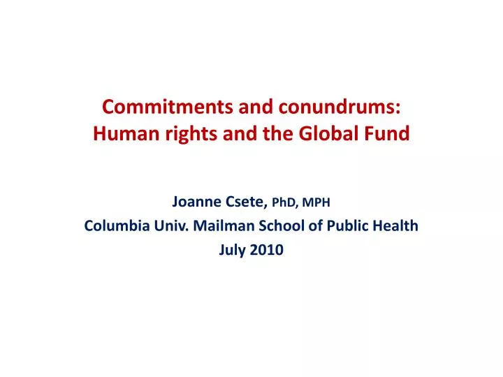 commitments and conundrums human rights and the global fund