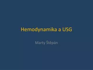 Hemodynamika a USG