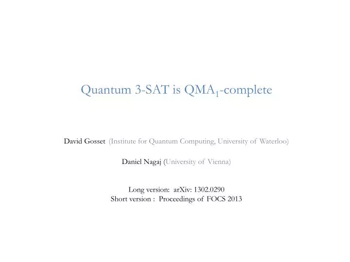 quantum 3 sat is qma 1 complete