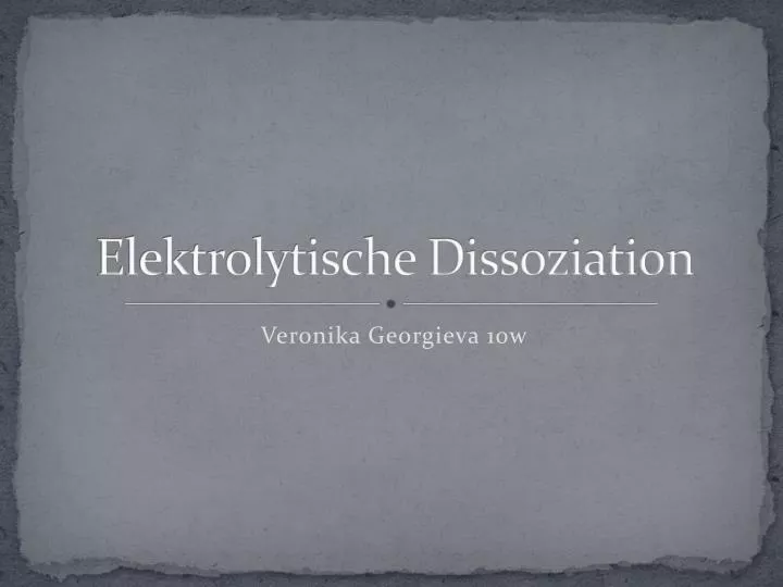 elektrolytische dissoziation