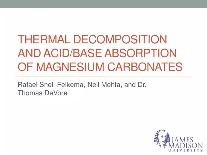 thermal decomposition and acid base absorption of magnesium carbonates