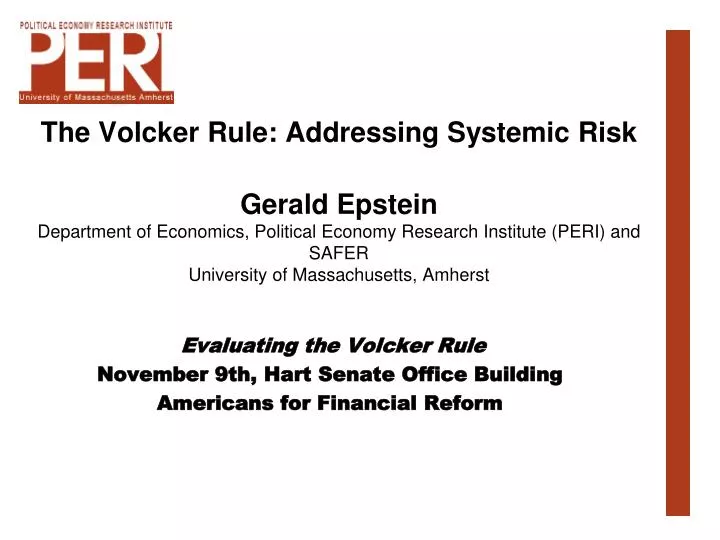 evaluating the volcker rule november 9th hart senate office building americans for financial reform