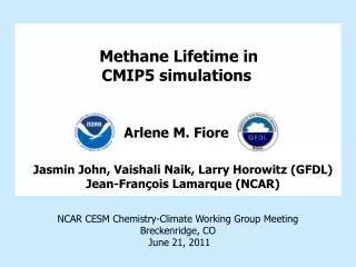 Methane Lifetime in CMIP5 simulations
