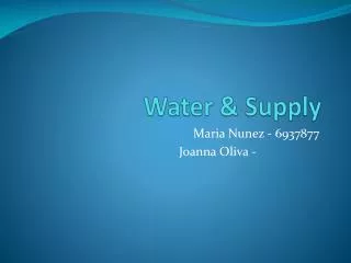 Water &amp; Supply