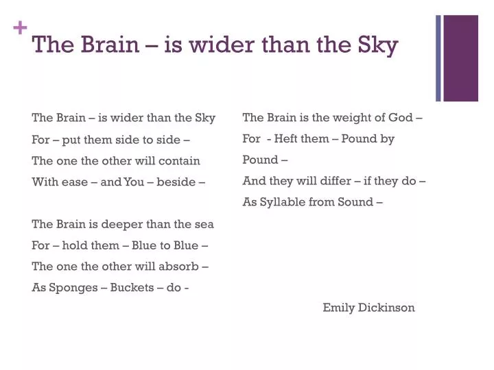 the brain is wider than the sky