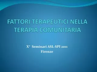 fattori terapeutici nella terapia comunitaria