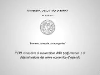 l eva strumento di misurazione della performance e di determinazione del valore economico d azienda