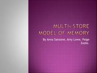 Multi- Store Model of Memory
