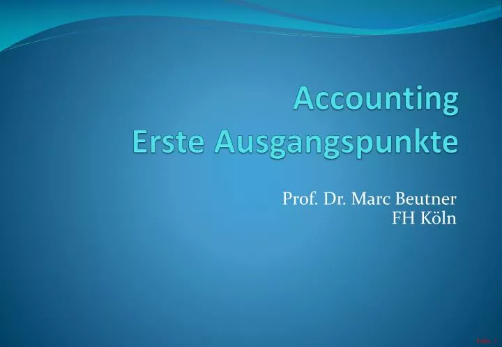 accounting erste ausgangspunkte