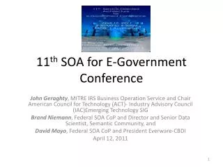 11 th SOA for E-Government Conference