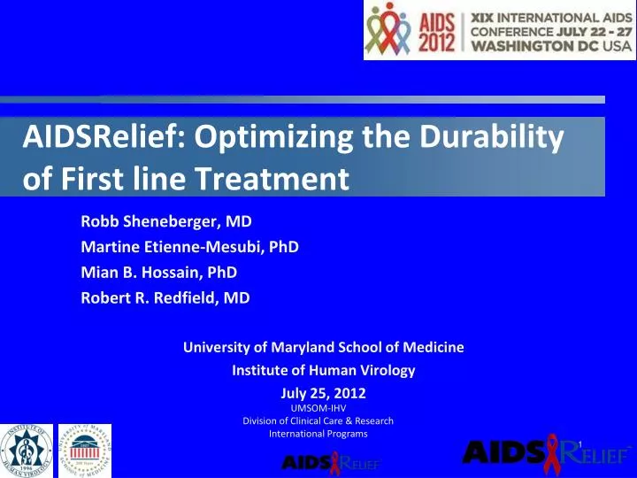 aidsrelief optimizing the durability of first line treatment