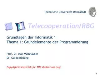 grundlagen der informatik 1 thema 1 grundelemente der programmierung