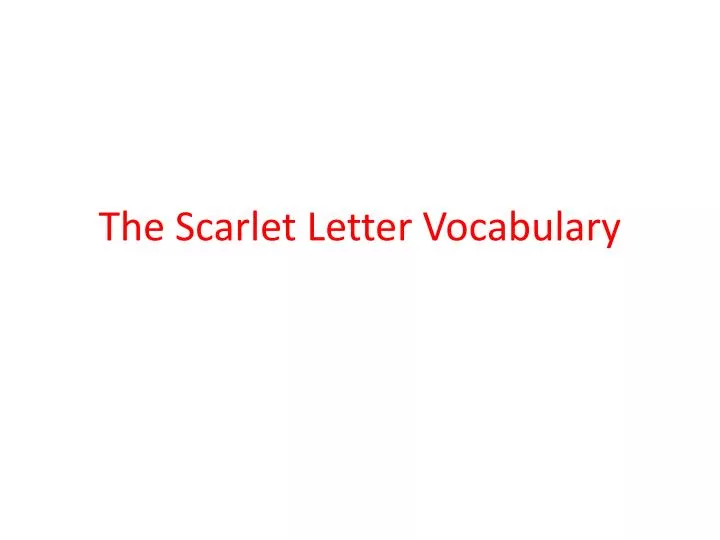 the scarlet letter vocabulary