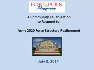 A Community Call to Action to Respond to: Army 2020 Force Structure Realignment