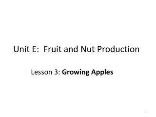 Unit E: Fruit and Nut Production