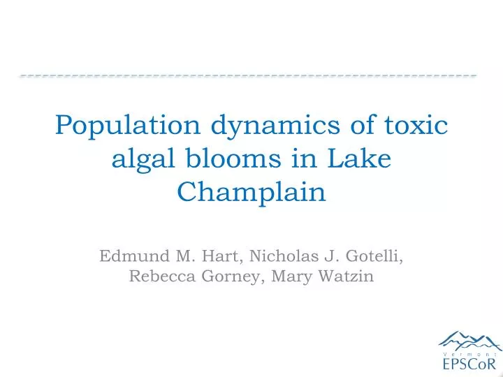 population dynamics of toxic algal blooms in lake champlain