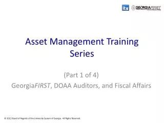 Asset Management Training Series