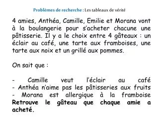 probl mes de recherche les tableaux de v rit