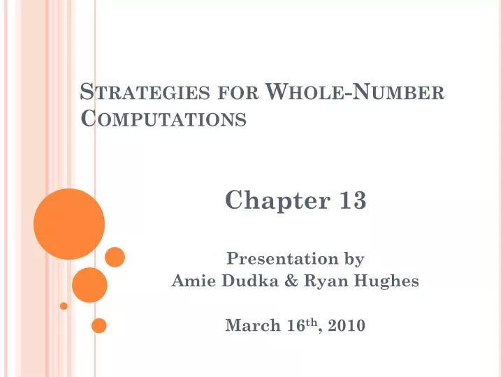 strategies for whole number computations