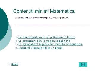 contenuti minimi matematica 1 anno del 1 biennio degli istituti superiori