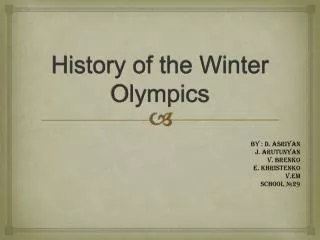 History of the Winter Olympics