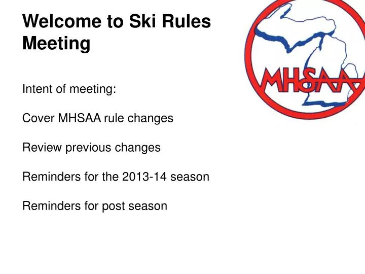 welcome to ski rules meeting