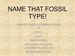 NAME THAT FOSSIL TYPE!