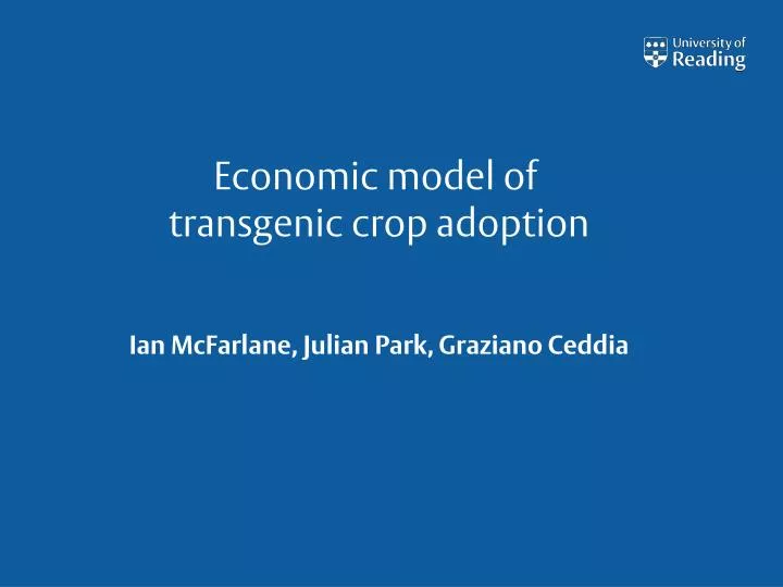economic model of transgenic crop adoption