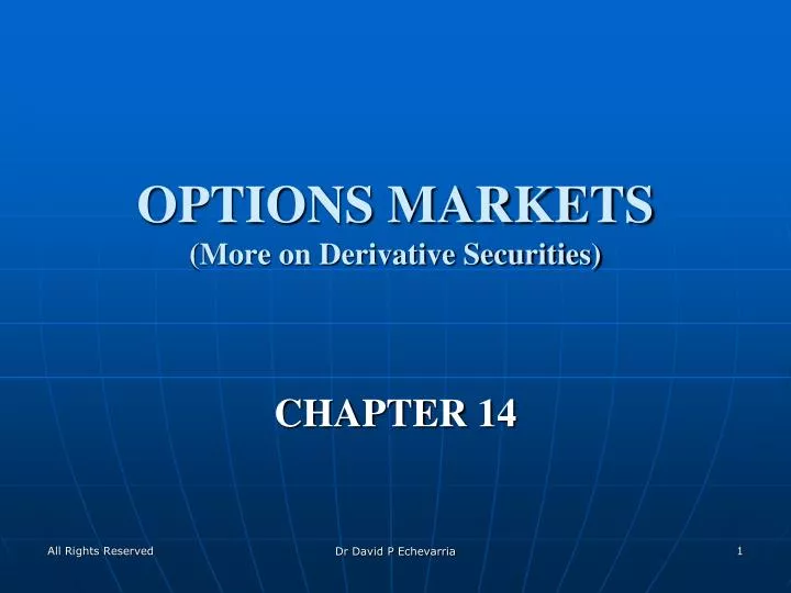 options markets more on derivative securities