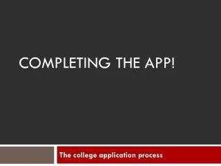 Completing the app!