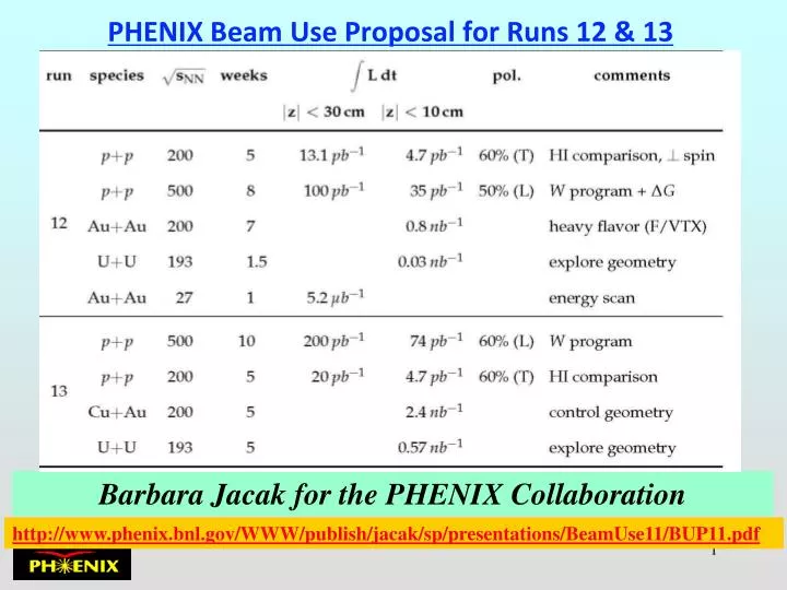 phenix beam use proposal for runs 12 13