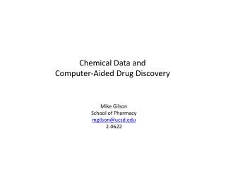 Chemical Data and Computer-Aided Drug Discovery