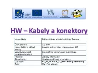 HW – Kabely a konektory