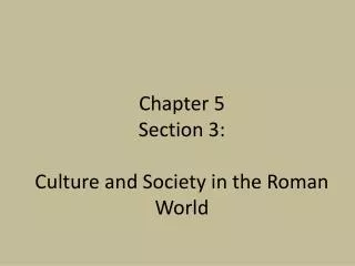 Chapter 5 Section 3: Culture and Society in the Roman World