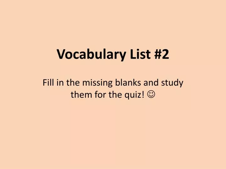 vocabulary list 2